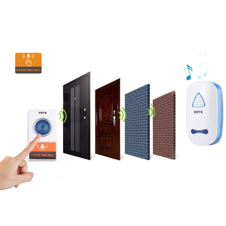VOYE V025A Home Music Remote Control Wireless Doorbell with 38 Polyphony Sounds, US Plug, V025A VOYE V025A Home Music Remote Control Wireless Doorbell with 38 Polyphony Sounds, US Plug, V025A